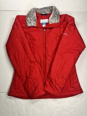Columbia Red Puffer Women's Full Zip Quilted Jacket